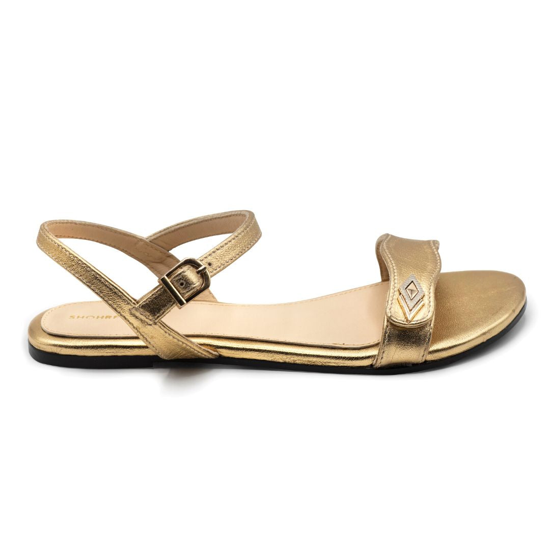 Maimz - Metallic Golden - Leather Sandals