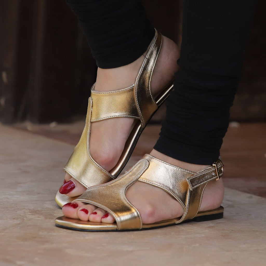 Golden sandals for online girls